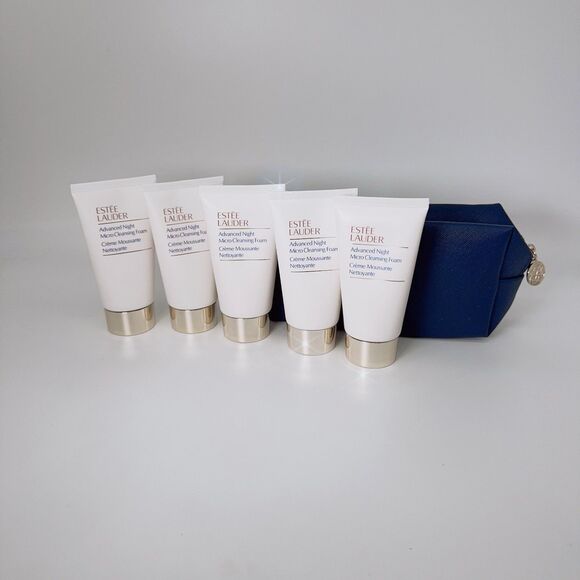 Estee Lauder Advanced Night Micro Cleansing Foam 75ml X 5 & Cosmetic Bag Set - Picture 1 of 8